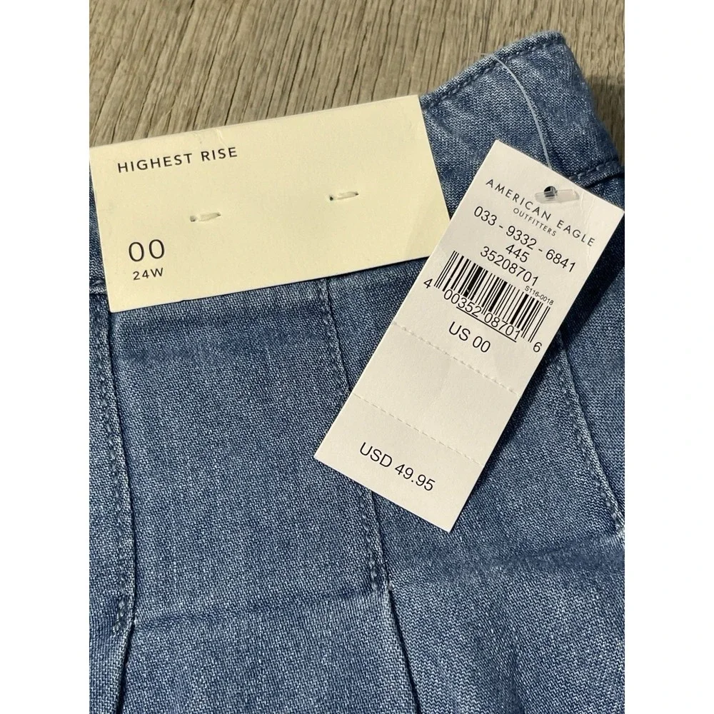 American Eagle Women's NWT Micro Pleated Denim Mini Skirt Pleated Y2K Rave Sz 00